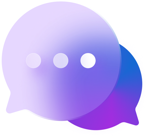 ícone de chat com 2 balões de conversa coloridos